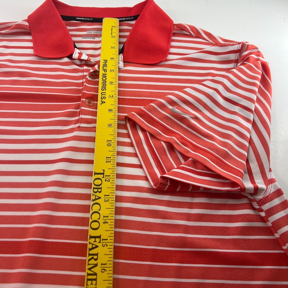 Nike Golf Dri Fit Men's Polo Shirt Size XL Orange Striped Tour Performance - Picture 4 of 13